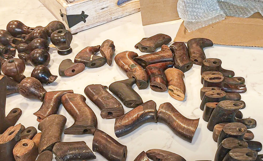 We buy rosewood totes and knob and broken stanley hand planes